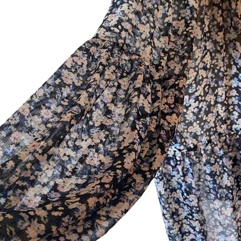 H&M Floral Midi Long Sleeve Dress Boho  Size XL - Picture 6 of 7